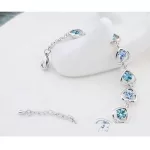 Szív mintás karkötő, Aquamarine, Swarovski köves