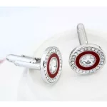 Mandzsettagomb Swarovski kristállyal, bordó