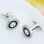 Mandzsettagomb Swarovski kristállyal, fekete