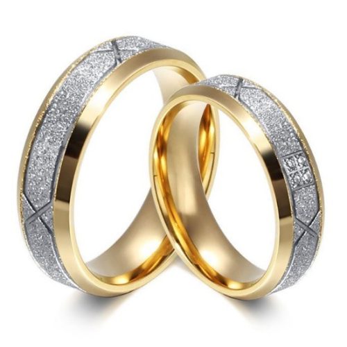 Férfi karikagyűrű, geometrikus mintával, nemesacél, ezüst, 9-es méret