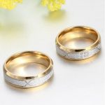 Férfi karikagyűrű, geometrikus mintával, nemesacél, ezüst, 9