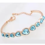 Szív karperec, Aquamarine, Swarovski köves