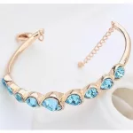 Szív karperec, Aquamarine, Swarovski köves