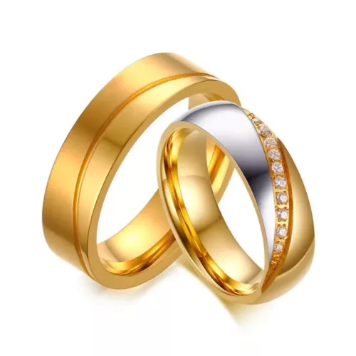 Női karikagyűrű, nemesacél, kétszínű, 9