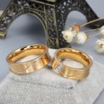 Férfi karikagyűrű hullámvonallal, nemesacél, arany, 12