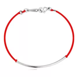 Piros zsinór karkötő, Rhodium
