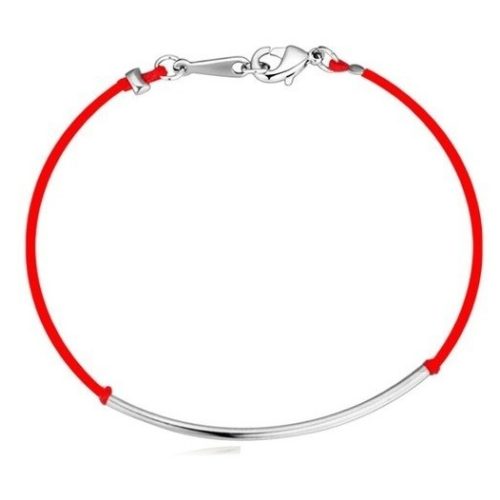 Piros zsinór karkötő, Rhodium