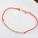 Piros zsinór karkötő, Rose Gold