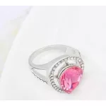 Csepp alakú gyűrű, Rózsaszín, Swarovski köves, 6,5