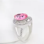 Csepp alakú gyűrű, Rózsaszín, Swarovski köves, 6,5
