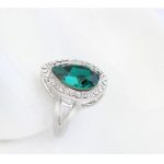 Csepp alakú gyűrű, Zöld, Swarovski köves, 7,5