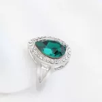 Csepp alakú gyűrű, Zöld, Swarovski köves, 6,5