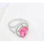 Csepp alakú gyűrű, Rózsaszín, Swarovski köves, 8,5