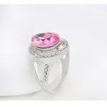 Csepp alakú gyűrű, Rózsaszín, Swarovski köves, 8,5