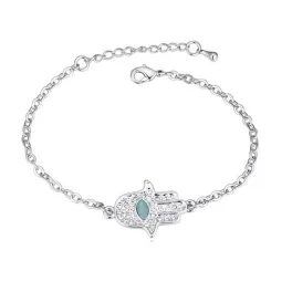   Fatima keze karkötő Swarovski kristállyal díszített, Opál