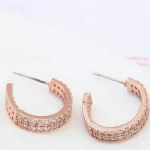 Köves kerek fülbevaló, Rose Gold