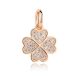 Ezüst lóhere charm cirkonkövekkel, rosegold, rózsaarany 