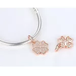 Ezüst lóhere charm cirkonkövekkel, rosegold, rózsaarany 