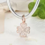 Ezüst lóhere charm cirkonkövekkel, rosegold, rózsaarany 