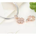 Ezüst lóhere charm cirkonkövekkel, rosegold, rózsaarany 