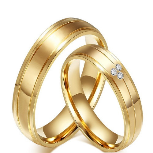 Férfi karikagyűrű, nemesacél, aranyszínű, 10-es méret 
