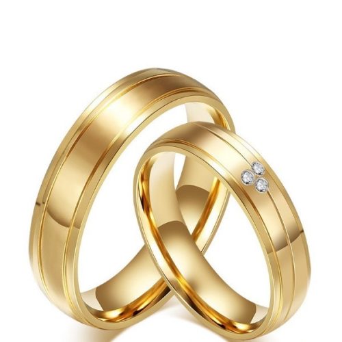 Női karikagyűrű, nemesacél, aranyszínű, 6-os méret