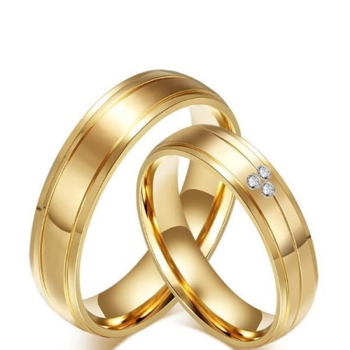 Női karikagyűrű, nemesacél, aranyszínű, 5-ös méret