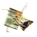 Kézzel készített arany színű zsinóros ékszerzsák 9x12 cm