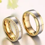 Férfi karikagyűrű, nemesacél, aranyszínű, 10 