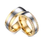 Férfi karikagyűrű, nemesacél, aranyszínű, 12 