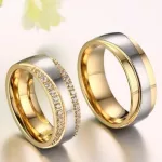 Férfi karikagyűrű, nemesacél, aranyszínű, 12 