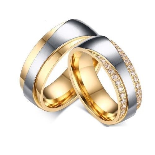 Női karikagyűrű, nemesacél, aranyszínű, 7-es méret 