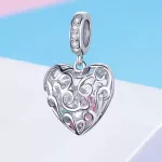 Ezüst szív charm cirkonkövekkel 