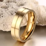 Férfi karikagyűrű, nemesacél, rosegold, 9