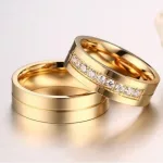 Férfi karikagyűrű, nemesacél, rosegold, 9