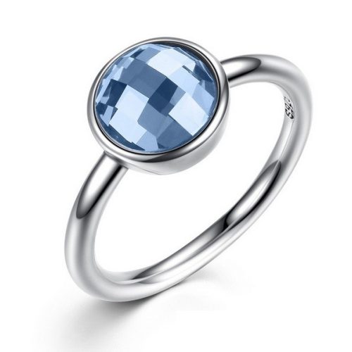 Kerek köves ezüst gyűrű, Kék, 8