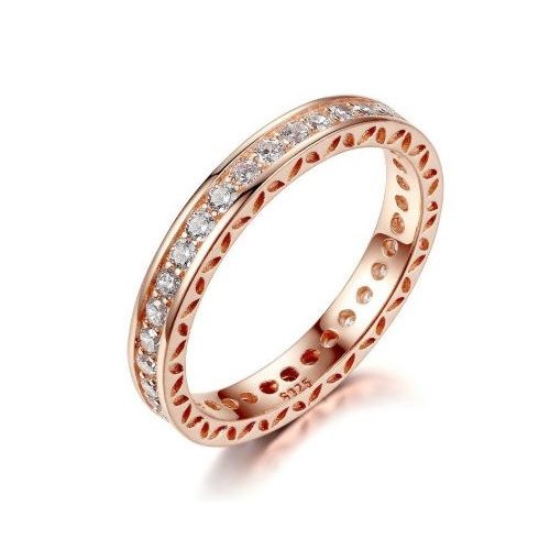 Rézből készült gyűrű cirkóniumkristállyal, rosegold, 6-os méret