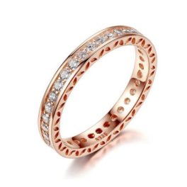   Rézből készült gyűrű cirkóniumkristállyal, rosegold, 8