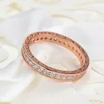 Rézből készült gyűrű cirkóniumkristállyal, rosegold, 9