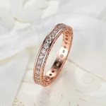 Rézből készült gyűrű cirkóniumkristállyal, rosegold, 9