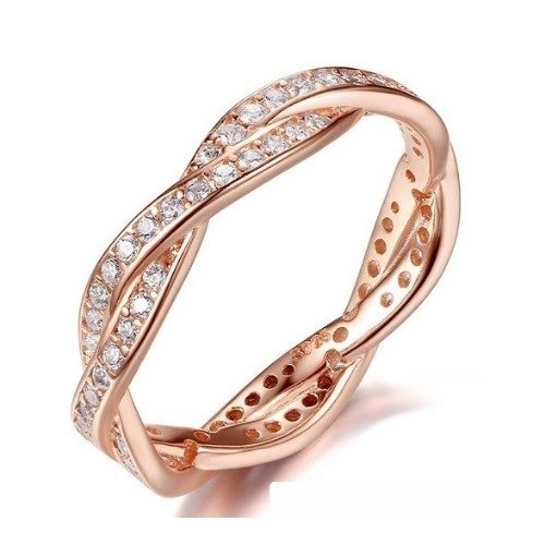 Fonott ezüst gyűrű, Rose Gold, 8