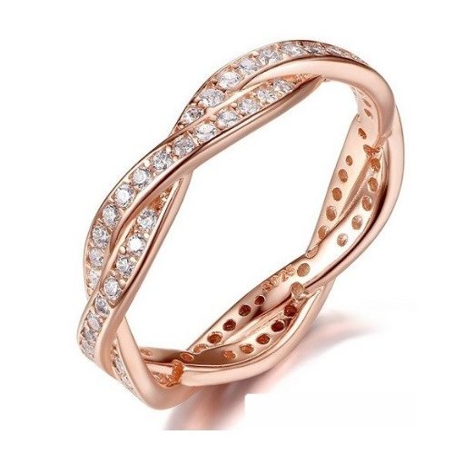 Fonott ezüst gyűrű, Rose Gold, 7