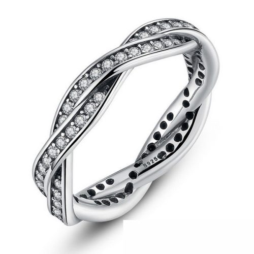 Fonott ezüst gyűrű, White, 7