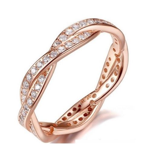 Fonott ezüst gyűrű, Rose Gold, 6