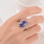 Hangulatgyűrű, ovális kővel, vintage, retro stílusú, állítható méret 