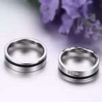 Férfi karikagyűrű fekete csíkkal, nemesacél, ezüst, 11