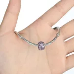 Ezüst gyöngy charm színes kristállyal 
