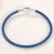 Fonott karkötő, bőr, kék, ezüst kapoccsal, 20 cm