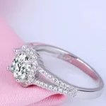 Női eljegyzési gyűrű, ezüst, kristályos, 8