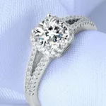 Női eljegyzési gyűrű, ezüst, kristályos, 8